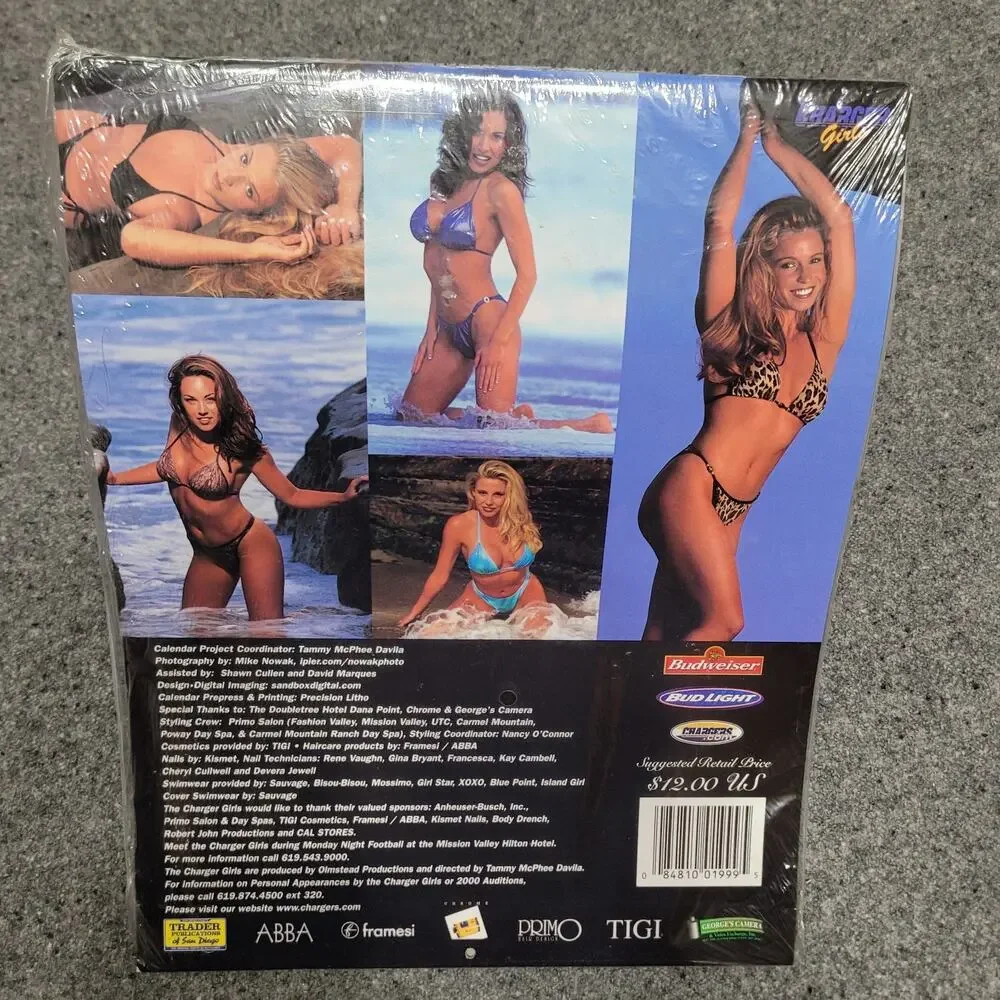 Vintage Y2K San Diego Charger Girls Calendar Bikini Babes 16 Month Swimsuit NEW